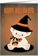 Cute Teddy Bear with Witchs Hat for Halloween card