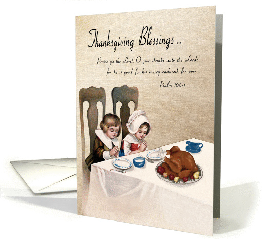 Vintage Thanksgiving Blessings with Praying Children and... (1387680)