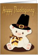 Cute Teddy Bear with a Pilgrim Hat for Thanksgiving card