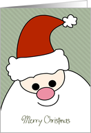 Santas Face with Striped Background for Christmas card