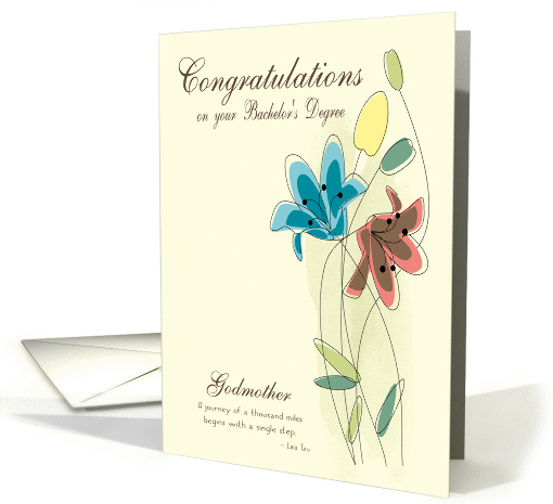 Congratulations for Bachelors Degree for Godmother with Flowers card