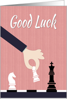 Cartoon Good Luck Chess with Pieces and Player Hand card