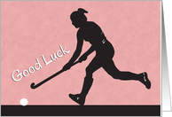 Girl Field Hockey Player Silhouette for Good Luck card