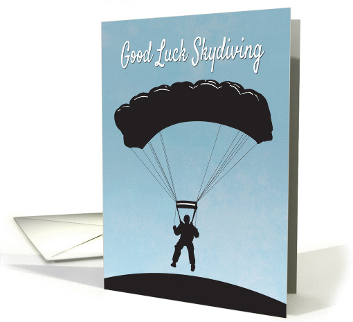 Silhouette Skydiver with Parachute for Good Luck card (1401360)