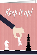 Cartoon Chess Player Making a Move for Encouragement card