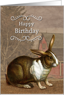 Vintage Rabbit in Front of Barn for Birthday card