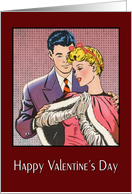 Retro Comic Book Style Valentine with Couple card