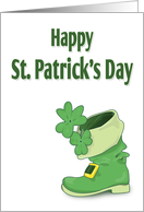 Green Leprechaun Boot with Shamrocks for St. Patricks Day card