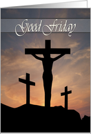 Jesus Crucifixion with Sunset Background for Good Friday card