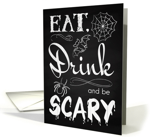 Retro Chalkboard Eat Drink and be Scary Invite with... (1437210)