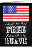 Chalkboard Land of the Free and Home of the Brave Veterans Day card