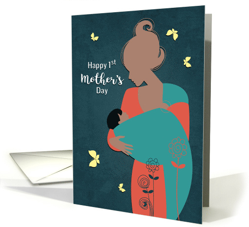 Happy 1st Mother's Day with African American Mother and Baby card