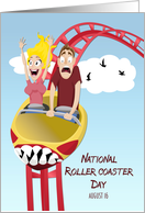 Couple Riding a Roller Coaster for National Roller Coaster Day card