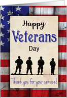 American Flag and Silhouette Soldiers for Veterans Day card