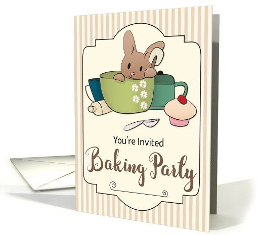 Invitation for a Baking Party with Bunny in Mixing Bowl card (1533170)