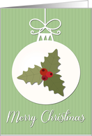 Holly Leaves and Berries on Christmas Decoration card