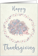 Hedgehog with Floral Back and Wreath for Thanksgiving card