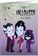 Happy First Halloween as a Family with Vampire Couple and Child card