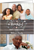 Custom Thanksgiving with Thankful and Flowers card