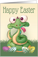 Funny snake with Easter Eggs for Happy Easter card