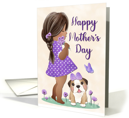 African American Girl in Purple Dress for Mothers Day card (1669274)