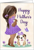 African American Girl in Purple Dress for Mothers Day card