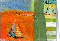 Bon Voyage, Any Occasion, Abstract, Acrylic Painting-Collage card
