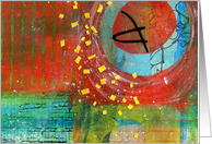 Birthday, Colorful Abstract Painting-Collage, For Anyone, Myth card