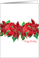 Happy Birthday with Stylized Poinsettia Flowers, Elegant Floral Design card