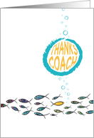 Thanks Coach with Witty Yellow Fish Swimming In The Sea, Stylish card
