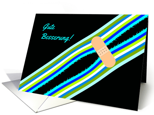 Gute Besserung - Get Well Soon German language, bandaged ribbon card