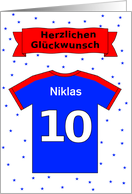10th birthday t-shirt custom name - German language card