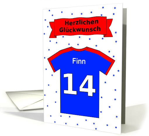 14th birthday t-shirt custom name - German language card (1327128)
