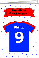 9th birthday t-shirt custom name - German language card
