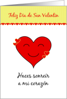 Smiling heart Valentine Spanish language card