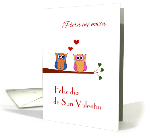 Valentine for fiance two owls - Spanish language card (1351936)