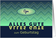 Grandpa birthday blue-green chevrons - German language card