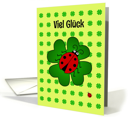 Good Luck ladybug and clover pattern - german language card (1357294)