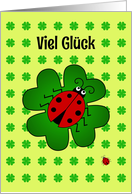 Good Luck ladybug and clover pattern - german language card