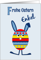 Grandson Easter egg bunny - German language card