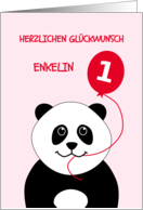 Cute birthday panda 1 granddaughter - german language card
