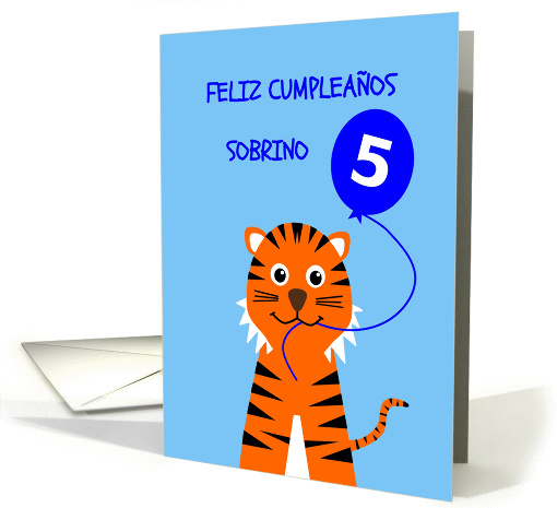 Cute birthday tiger 5 nephew - spanish language card (1376626)