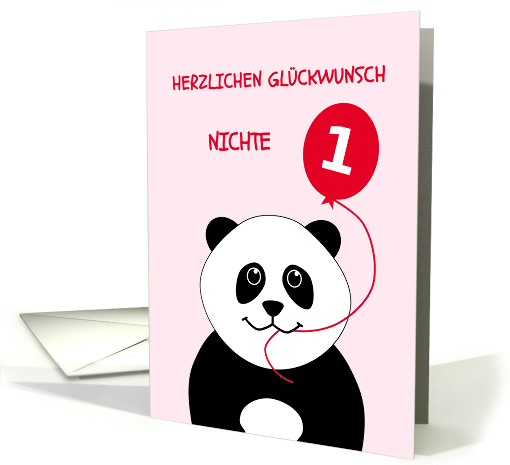 Cute 1st birthday panda niece - german language card (1379986)