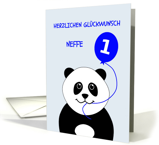 Cute 1st birthday panda nephew - german language card (1379994)