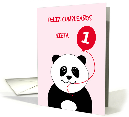 Cute 1st birthday panda granddaughter - spanish language card