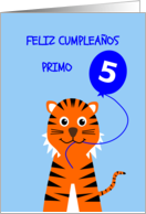 Cute 5th birthday tiger cousin(m) - spanish language card