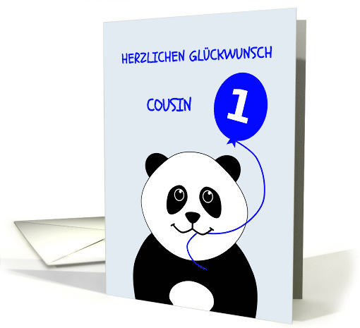 Cute 1st birthday panda cousin(m) - german language card (1392056)