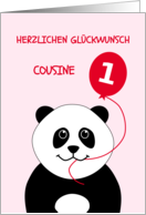 Cute 1st birthday panda cousin(f) - german language card
