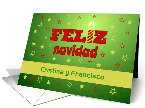 Feliz navidad custom name candle - spanish language card (1393650)