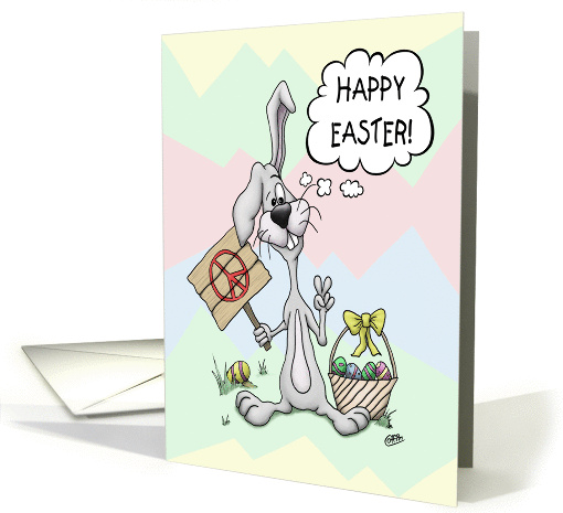 Cartoon Easter Bunny, Peaceful Easter card (1365782)